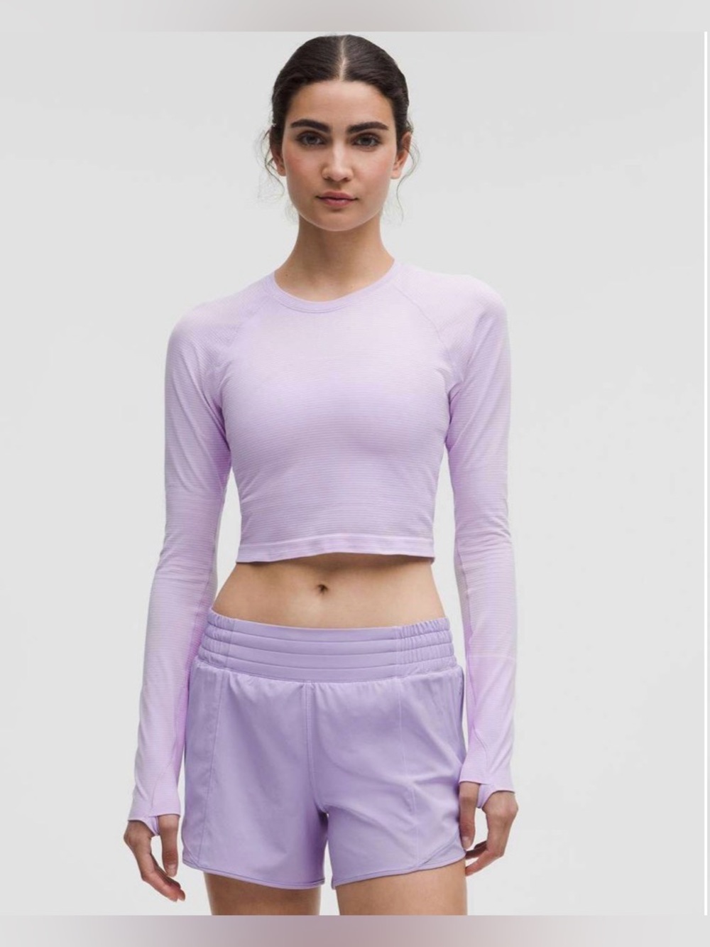 Lululemon Swiftly Tech Cropped Long-Sleeve Shirt  in light purple size 6